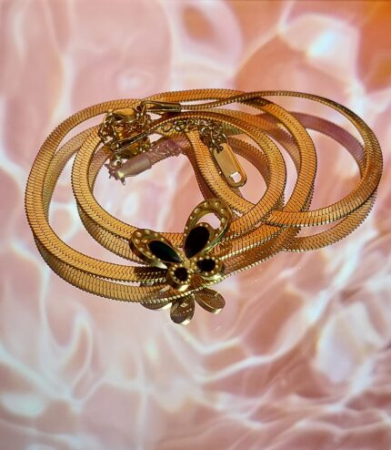 Black Butterfly Snake Chain Necklace